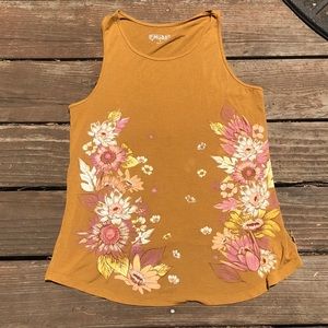 mustard yellow/gold floral racerback tanktop